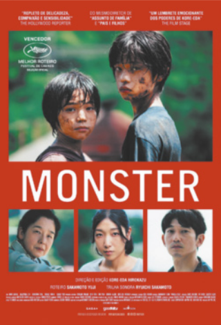 Capa de filme com fotografias de dois meninos com os rostos sujos, duas mulheres e um homem.