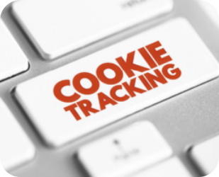 Ilustração de tecla escrito 'cookie tracking'.