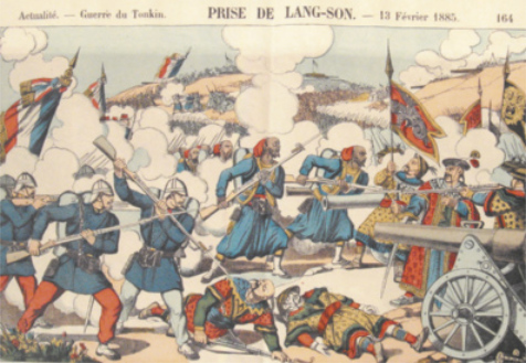 Gravura da representação de uma guerra.