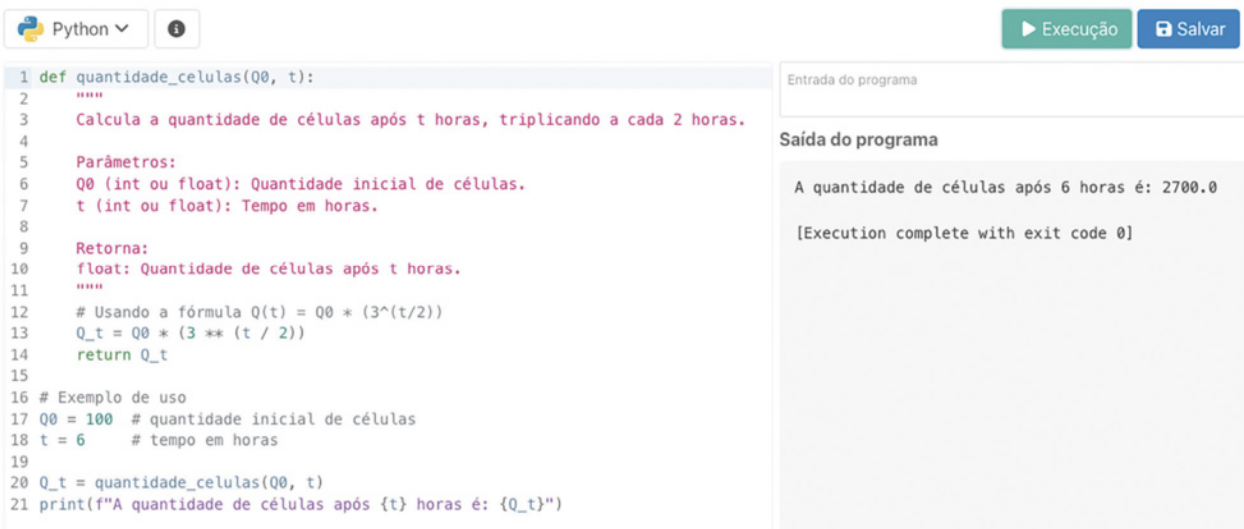 Imagem de programa Python com descrição de comando.