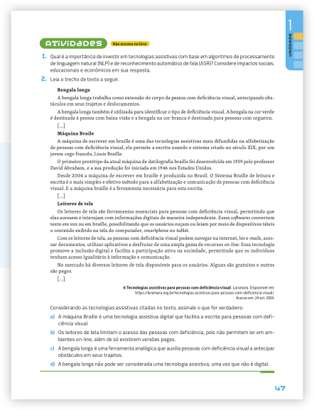 Reprodução de página do livro contendo a seção Atividades.