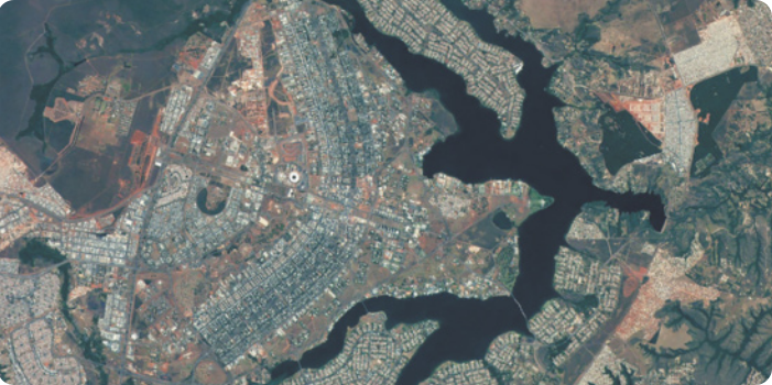 Fotografia aérea de Brasília feita por satélite.