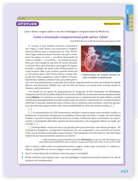Reprodução de página do livro contendo a seção Atitude.