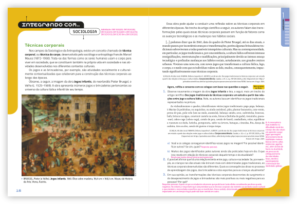 Reprodução de páginas do livro contendo a seção Interagindo com...
