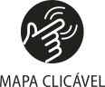 Ícone do objeto digital mapa clicável, representado por uma mão com o dedo tocando uma superfície e o nome mapa clicável escrito embaixo.