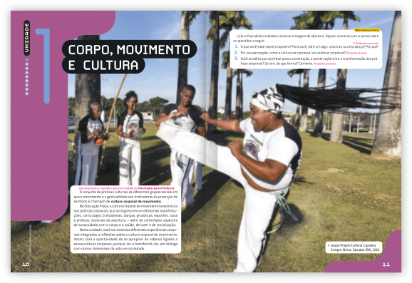 Reprodução de páginas do livro contendo a Abertura de Unidade.