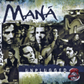 Imagem da capa de um álbum. A capa é composta por fotos dos rostos dos integrantes da banda, e de instrumentos musicais. Na parte inferior está escrito 'Unplugged' e há o logo da gravadora do disco.