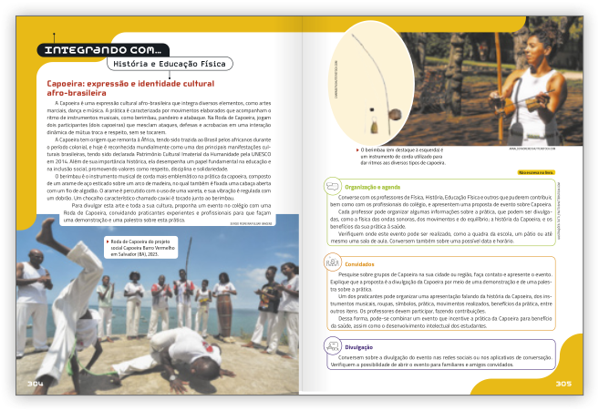 Reprodução de páginas do livro contendo a seção interagindo com...