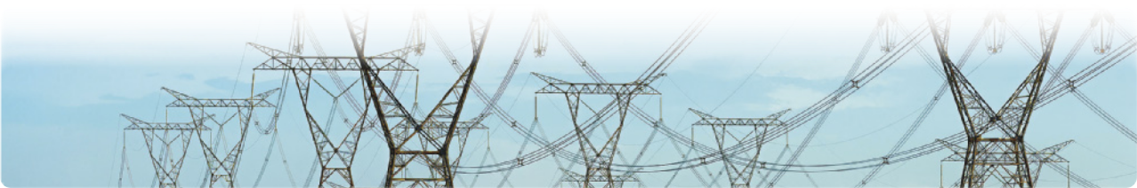 Ilustração de torres de energia elétrica, com fios instalados com folga.