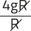 Resultado de uma expressão: 4gR dividido por 'R'. A  expressão foi simplificada em R.