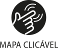 Ícone do objeto digital mapa clicável, representado por uma mão fazendo o toque em uma tela e o nome mapa clicável escrito embaixo.