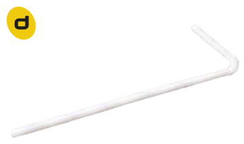 d. Fotografia de um canudo de plástico descartável branco.