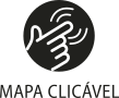 Ícone do objeto digital mapa clicável, representado por uma mão fazendo o toque em uma tela e o nome mapa clicável escrito embaixo.