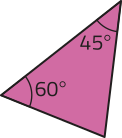 Imagem de um triângulo com dois ângulos de 45 graus e 60 graus.