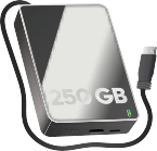 Imagem de um H D de 250 gigabaites.