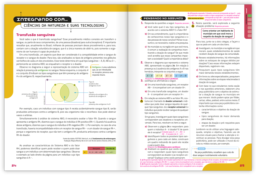 Reprodução de páginas do livro contendo a seção interagindo com...