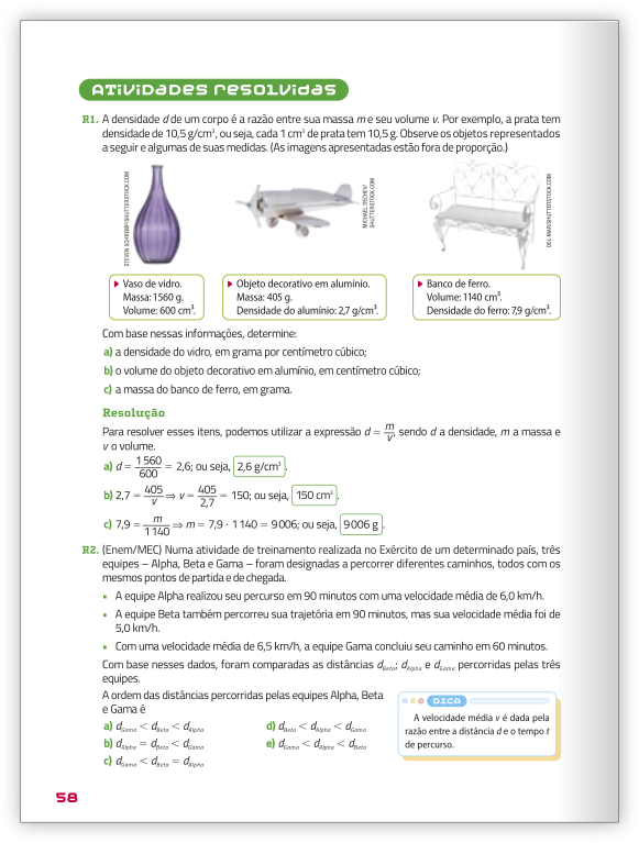 Reprodução de página do livro contendo a seção atividades resolvidas.