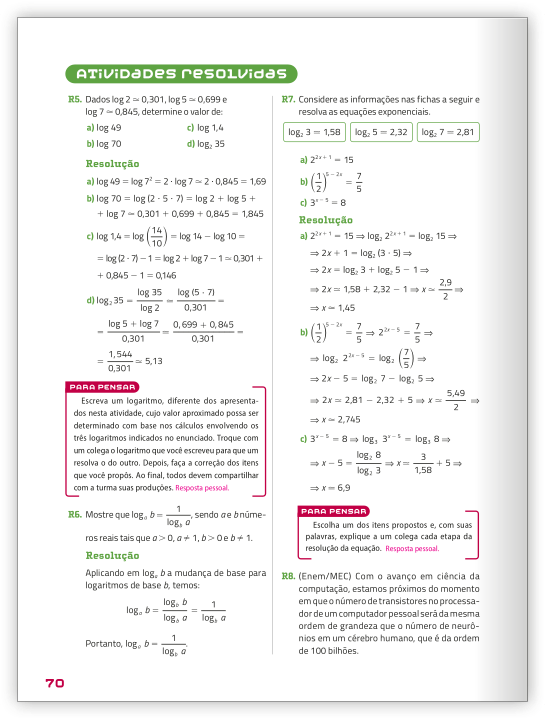 Reprodução de página do livro contendo a seção atividades resolvidas.