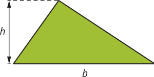 Imagem de triângulo com base = b e altura = h.