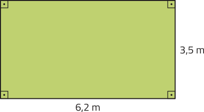 Imagem de um retângulo com base menor = 3,5 metros e base maior = 6,2 metros.
