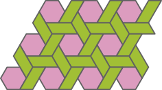 Ilustração de mosaico composto por hexágonos regulares e paralelogramos.