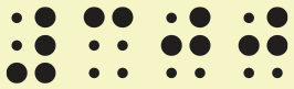 Imagem de um termo com 4 letras escrita em braille. Da esquerda para a direita, as celas braille têm os seguintes pontos: primeira: 3 4 5 6; segunda: 1 4; terceira: 2 4 5; quarta: 2 4 5.