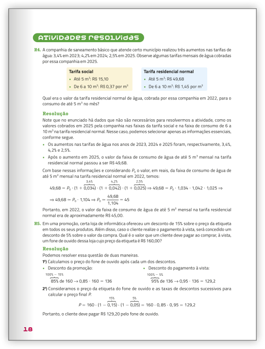 Reprodução de página do livro contendo a seção atividades resolvidas.
