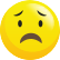 Imagem de emoji com sobrancelhas arqueadas, olhos abertos e boca fechada, curvada para baixo, em expressão de desespero.