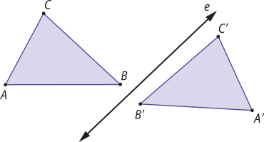 Imagem anterior. Agora, o segundo triângulo foi removido, restando apenas os triângulos A, B, C e A linha, B linha, C linha.
