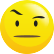 Imagem de emoji com sobrancelhas franzidas, olhos abertos e boca fechada em linha reta, em expressão de desconfiança.