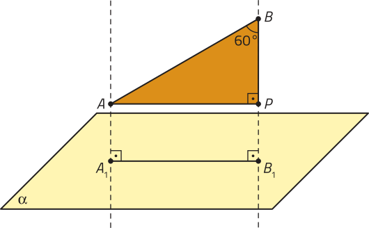 Mesma imagem descrita anteriormente. Agora, sobre a linha tracejada vertical, onde se encontra o ponto B, foi marcado um ponto P, no mesmo alinhamento horizontal que A. Os pontos A B e P foram ligados, formando um triângulo retângulo.