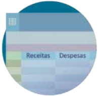 Ilustração de uma planilha eletrônica com duas colunas: receitas e despesas.