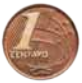Imagem de uma moeda de 1 centavo, de formato circular. No centro, há o número 1 em destaque, acompanhado da palavra 'centavo' logo abaixo.