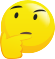 Imagem de emoji com sobrancelhas levantadas, olhos voltados para cima e uma das mãos apoiada no queixo, em expressão pensativa.