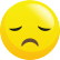 Imagem de emoji com olhos fechados e boca fechada, curvada para baixo, em expressão de tristeza.