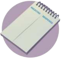 Ilustração de um bloco de notas com espiral na parte superior.