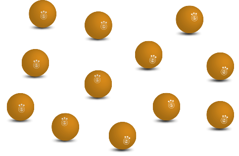 Imagem de 12 bolas distribuídas aleatoriamente, espaçadas entre si. Todas têm o mesmo tamanho.