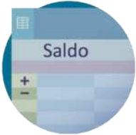 Ilustração de uma planilha eletrônica com o título 'saldo'.