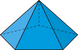 Imagem de uma pirâmide de base pentagonal. O sólido possui uma base em forma de pentágono e cinco faces laterais triangulares.