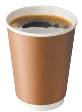 Fotografia de um copo de papel com café, destampado.