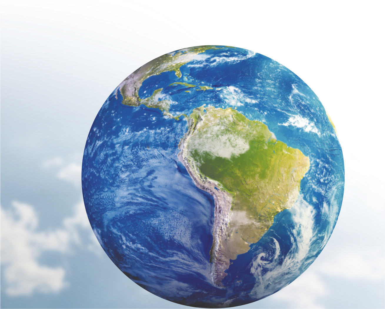 Imagem do planeta Terra com a América do Sul em destaque.