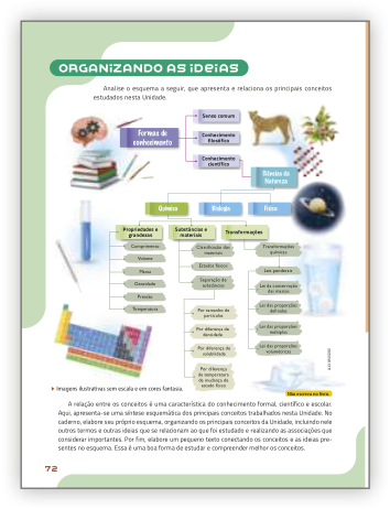 Reprodução de página do livro contendo a seção Organizando as ideias.