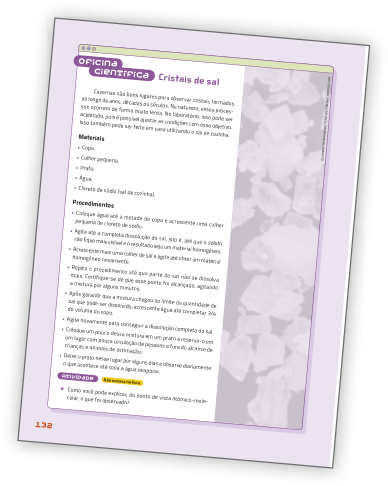 Reprodução de página do livro contendo a seção Oficina Científica.