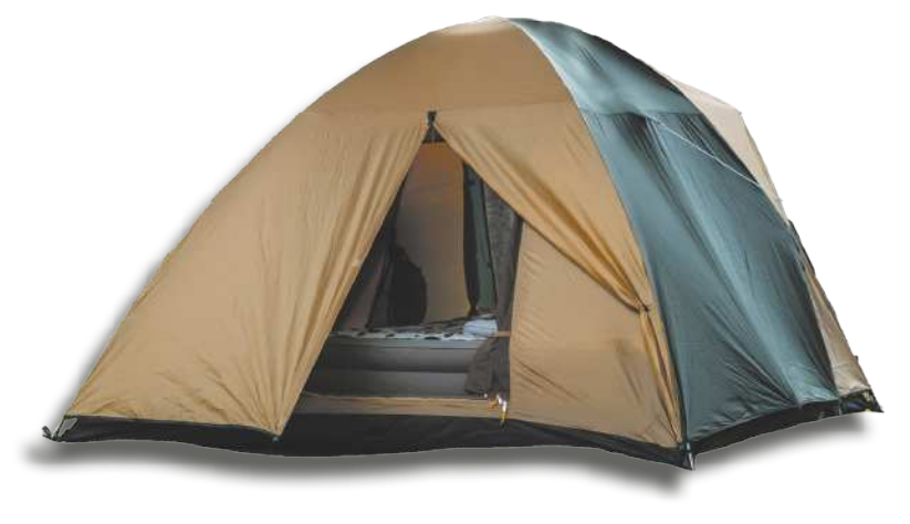 Fotografia de uma barraca de acampamento montada.