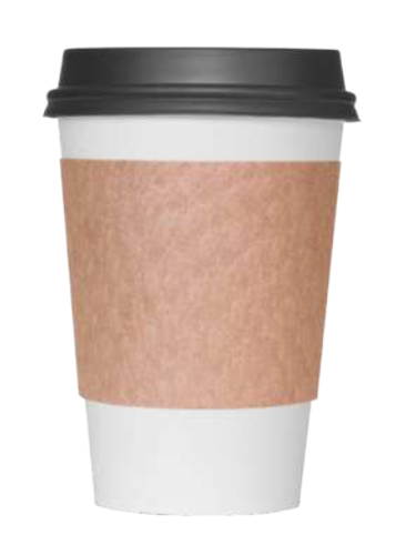 Fotografia de um copo de papel com café, tampado.