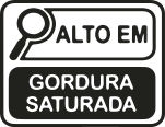 Imagem de selo com o escrito 'alto em gordura saturada'.