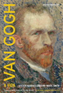 Capa de livro com pintura de auto-retrato de Vincent Van Gogh: um homem com barba e cabelos ruivos, com expressão séria, vestido com um casaco, em pintura executada com pinceladas curtas e justapostas de cores e tonalidades variadas, sugerindo a sensação de vibração da luz.