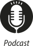 Ícone do objeto digital podcast, representado por um microfone e o nome podcast escrito embaixo.