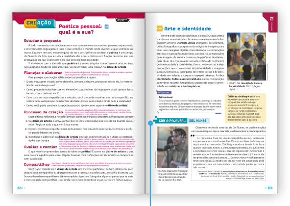 Reprodução de páginas do livro com a seção criação.