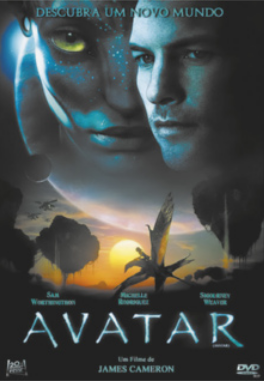 Cartaz de filme com imagens do rosto de dois personagens: um homem e uma figura alienígena com feições felinas. Ao fundo há uma paisagem com uma ave voando, levando uma pessoa nas costas, e um pôr do sol.